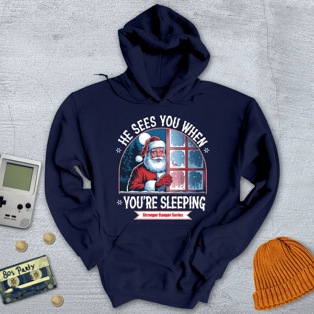 He Sees You When You're Sleeping - Hoodie - Throwback Paradise