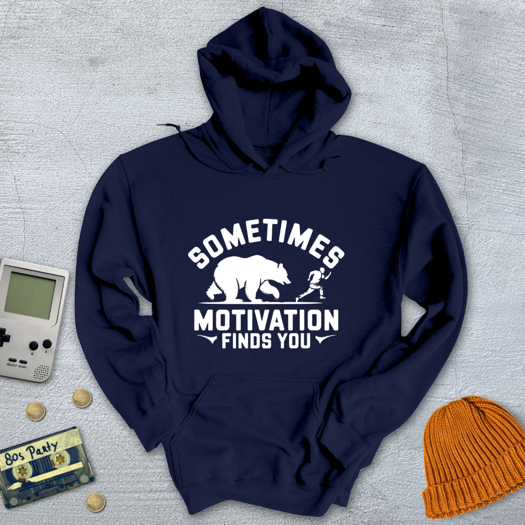 Printify Hoodie Navy / S Motivation Finds You - Hoodie