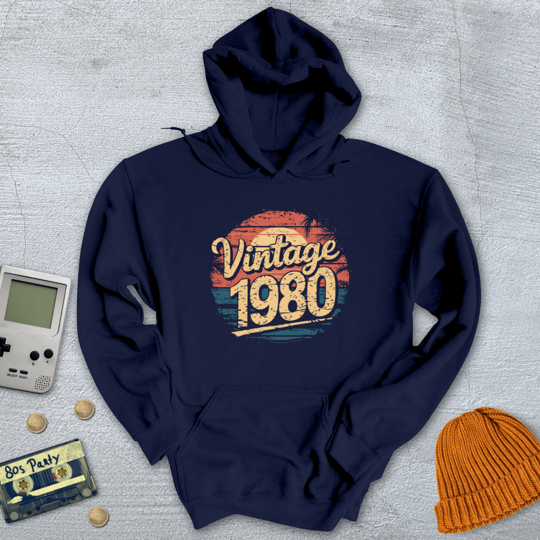Printify Hoodie Navy / S Vintage 80s - Hoodie
