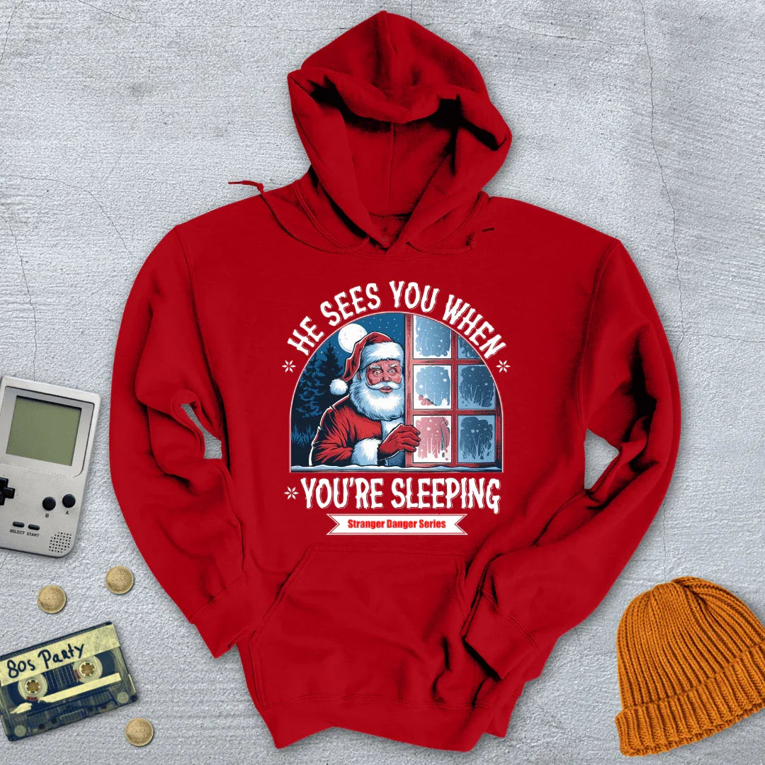 He Sees You When You're Sleeping - Hoodie - Throwback Paradise