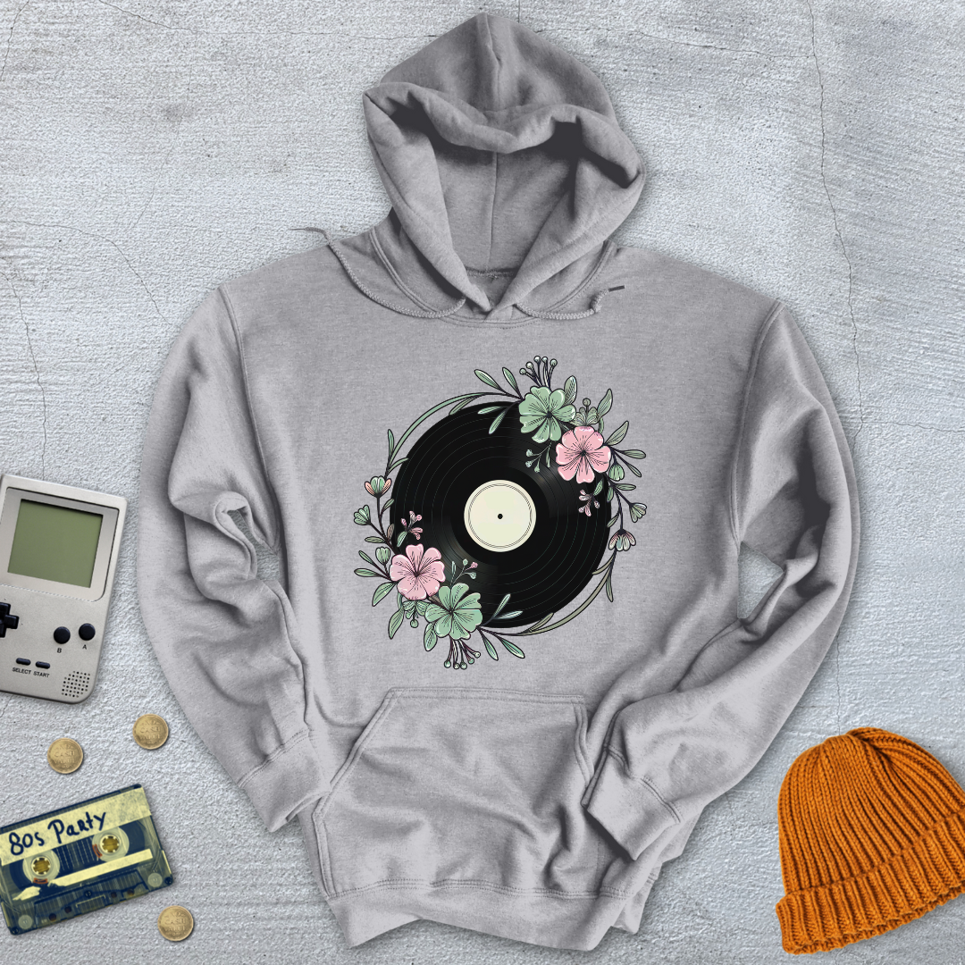 Printify Hoodie Sport Grey / S Flower Record - Hoodie