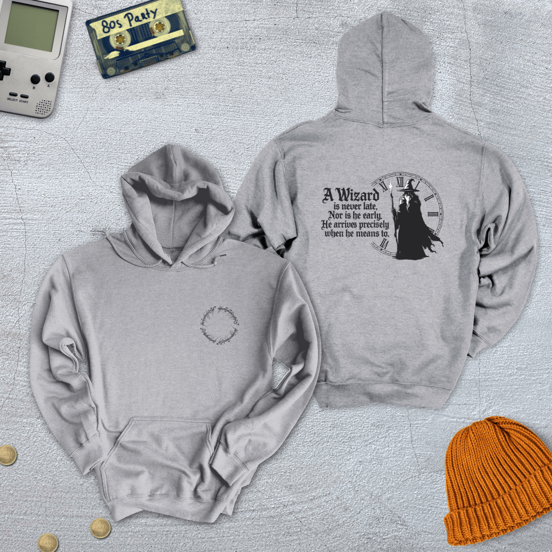 Printify Hoodie Sport Grey / S Wizard never late - Hoodie