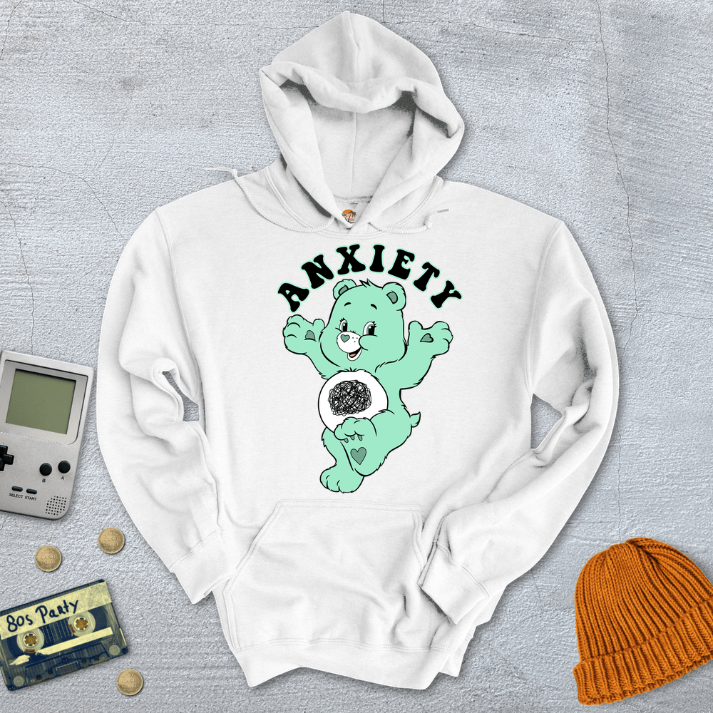 Printify Hoodie White / S Anxiety Bear - Sweatshirt