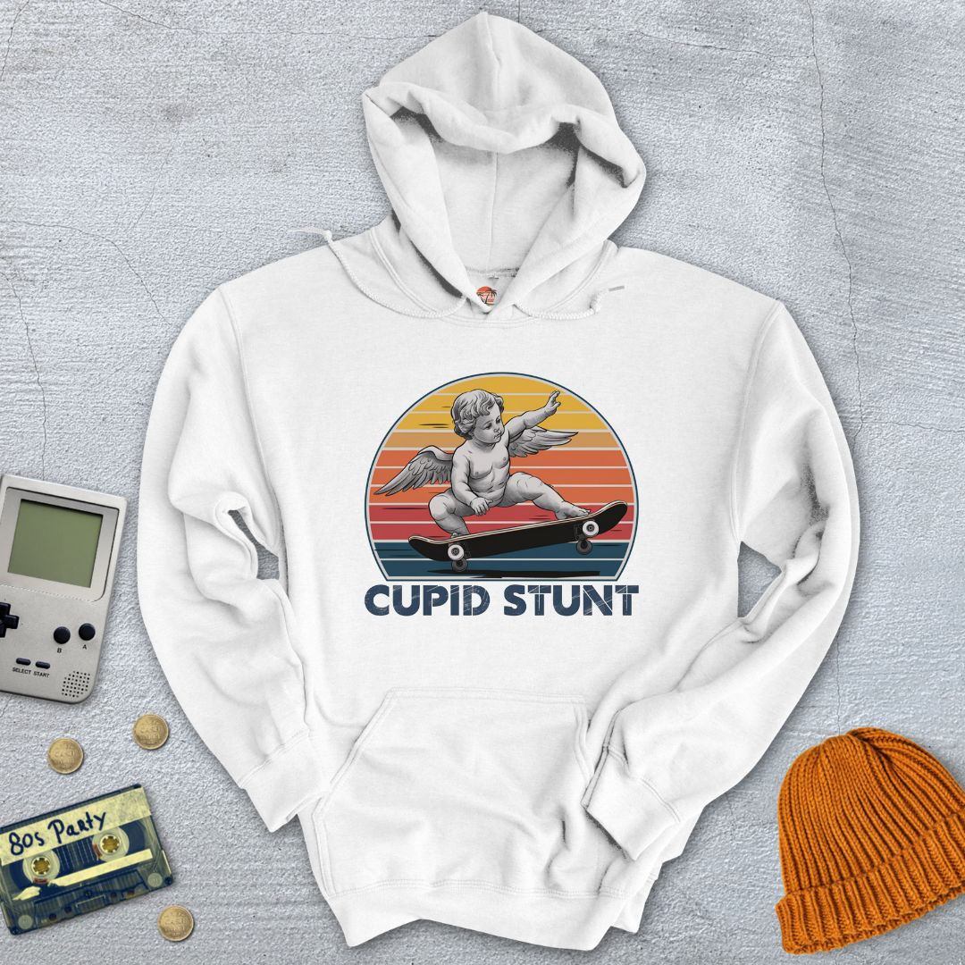 Printify Hoodie White / S Cupid Stunt - Hoodie