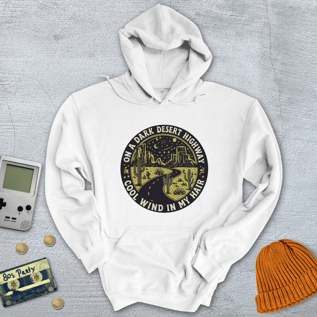 Printify Hoodie White / S Dark Desert Highway - Hoodie