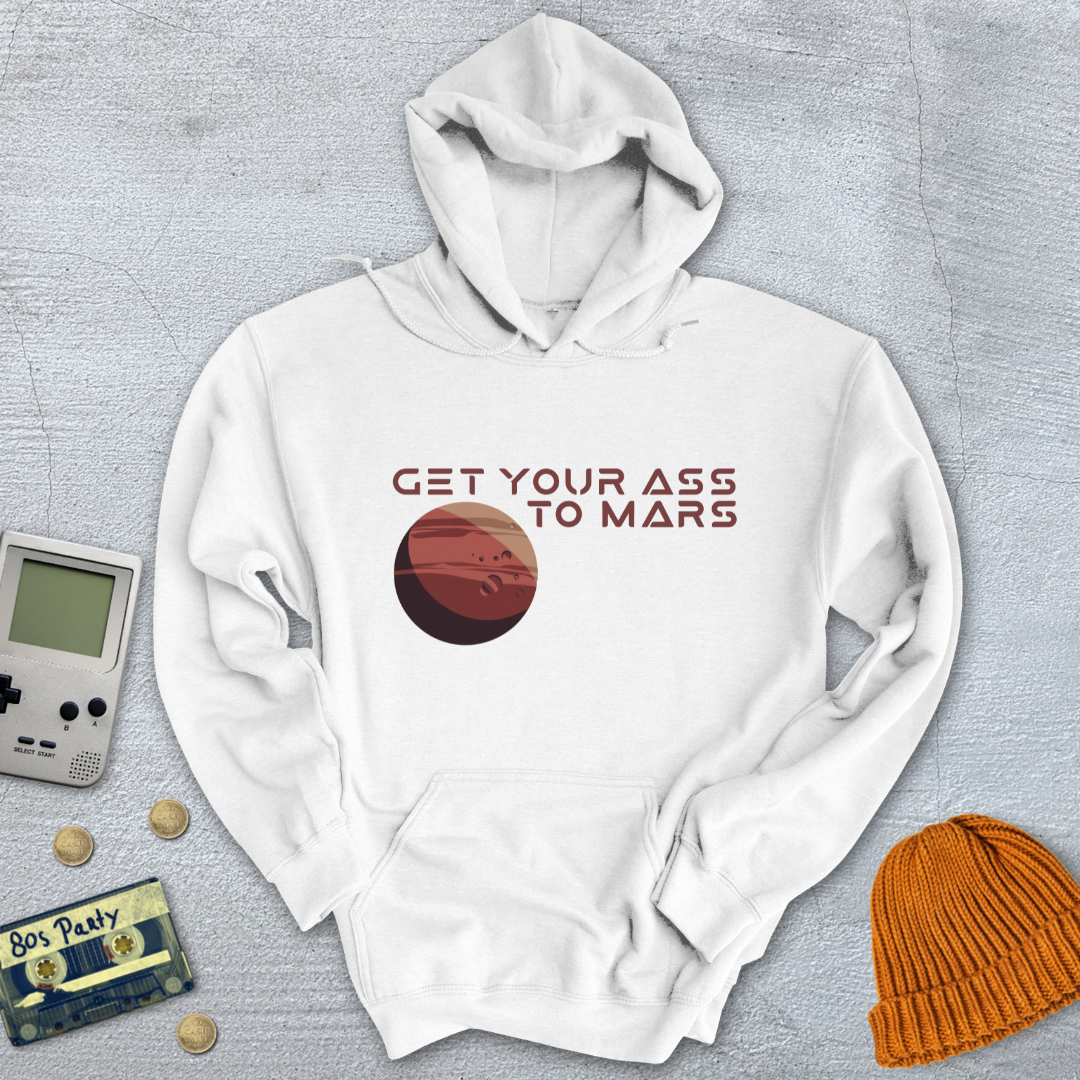 Printify Hoodie White / S Get your ass to mars - Hoodie