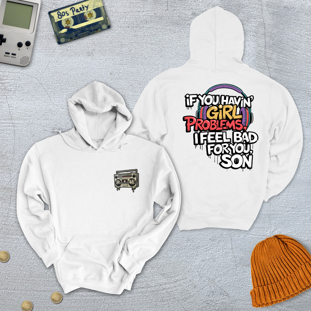 Printify Hoodie White / S Girl Problems - Hoodie