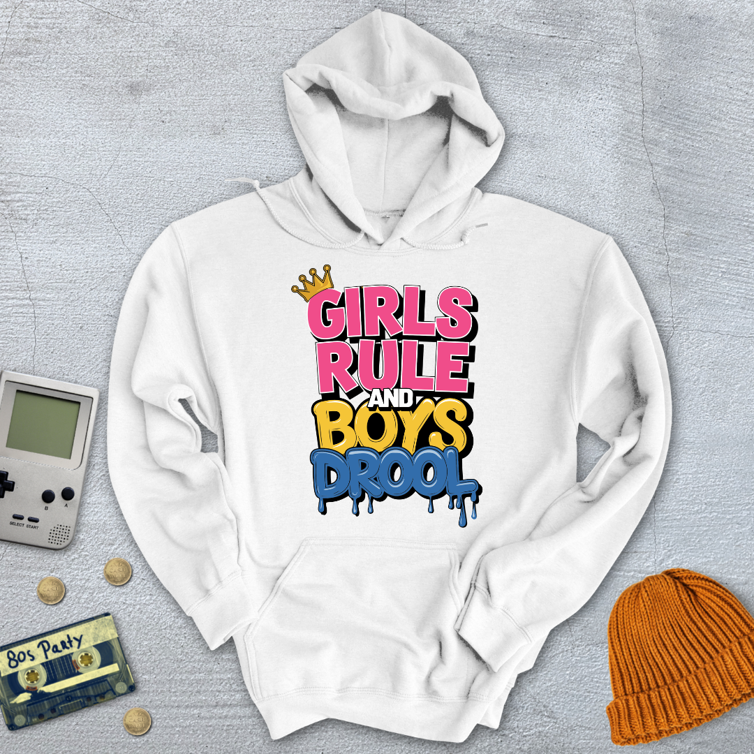 Printify Hoodie White / S Girls Rule - Hoodie