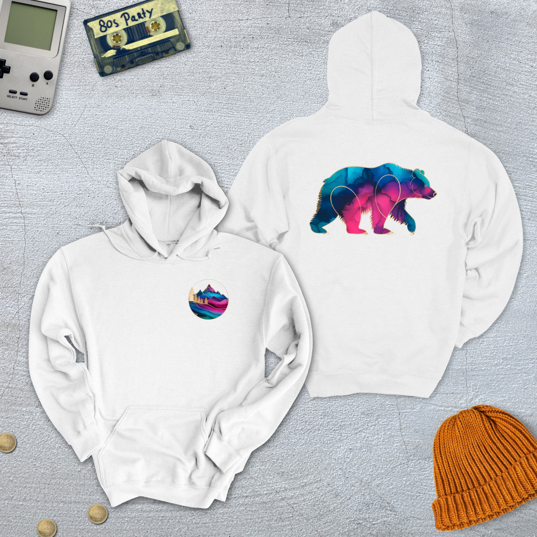 Printify Hoodie White / S Gradient Grizzly - Hoodie