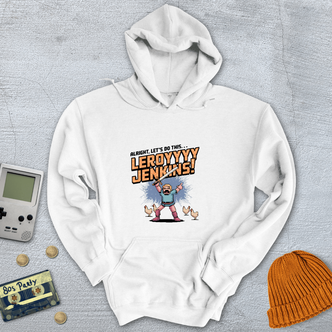 Printify Hoodie White / S Leeroy Jenkins - Hoodie