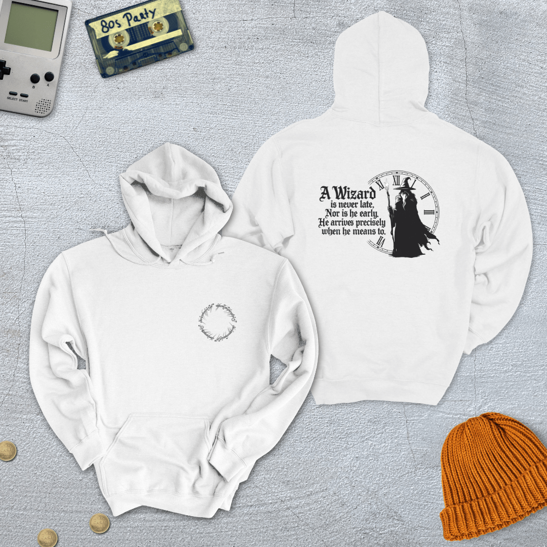 Printify Hoodie White / S Wizard never late - Hoodie