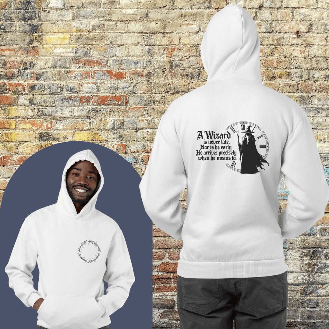 Printify Hoodie Wizard never late - Hoodie