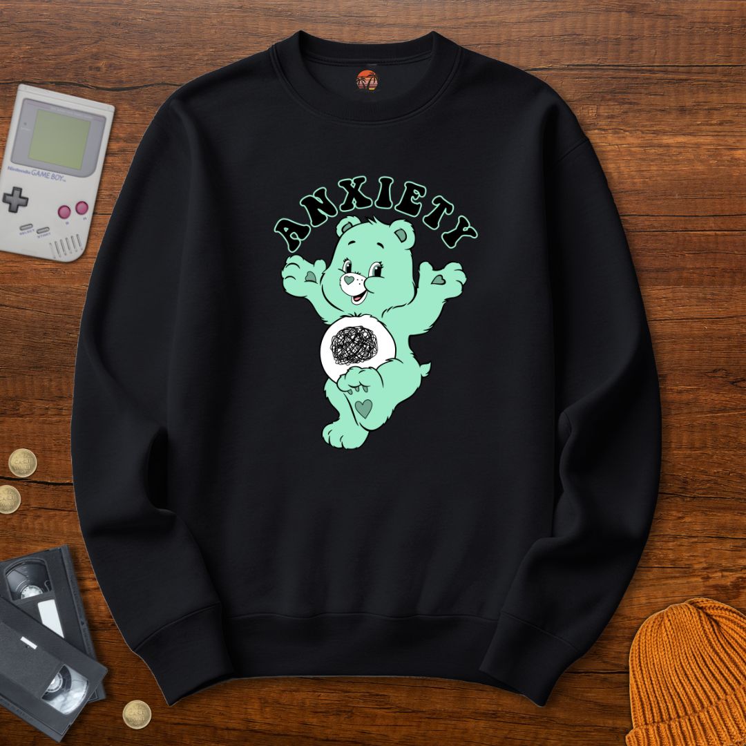 Printify Sweatshirt S / Black Anxiety Bear - Sweatshirt