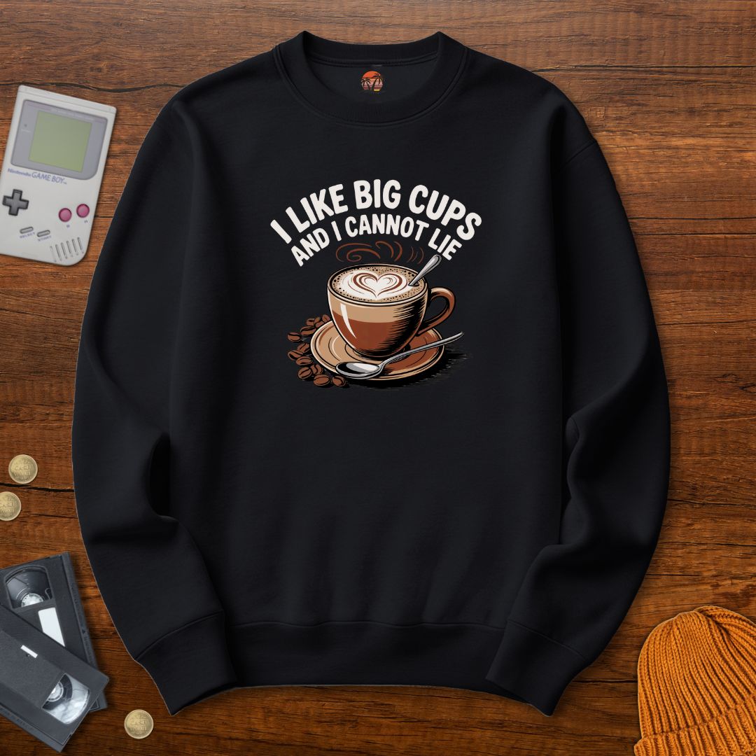Printify Sweatshirt S / Black Big Cups - Sweatshirt