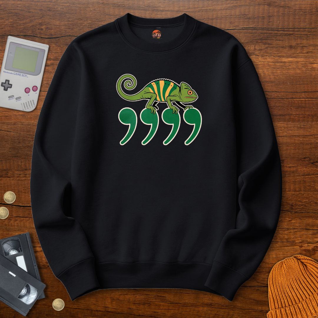 Printify Sweatshirt S / Black Comma Chameleon - Sweatshirt