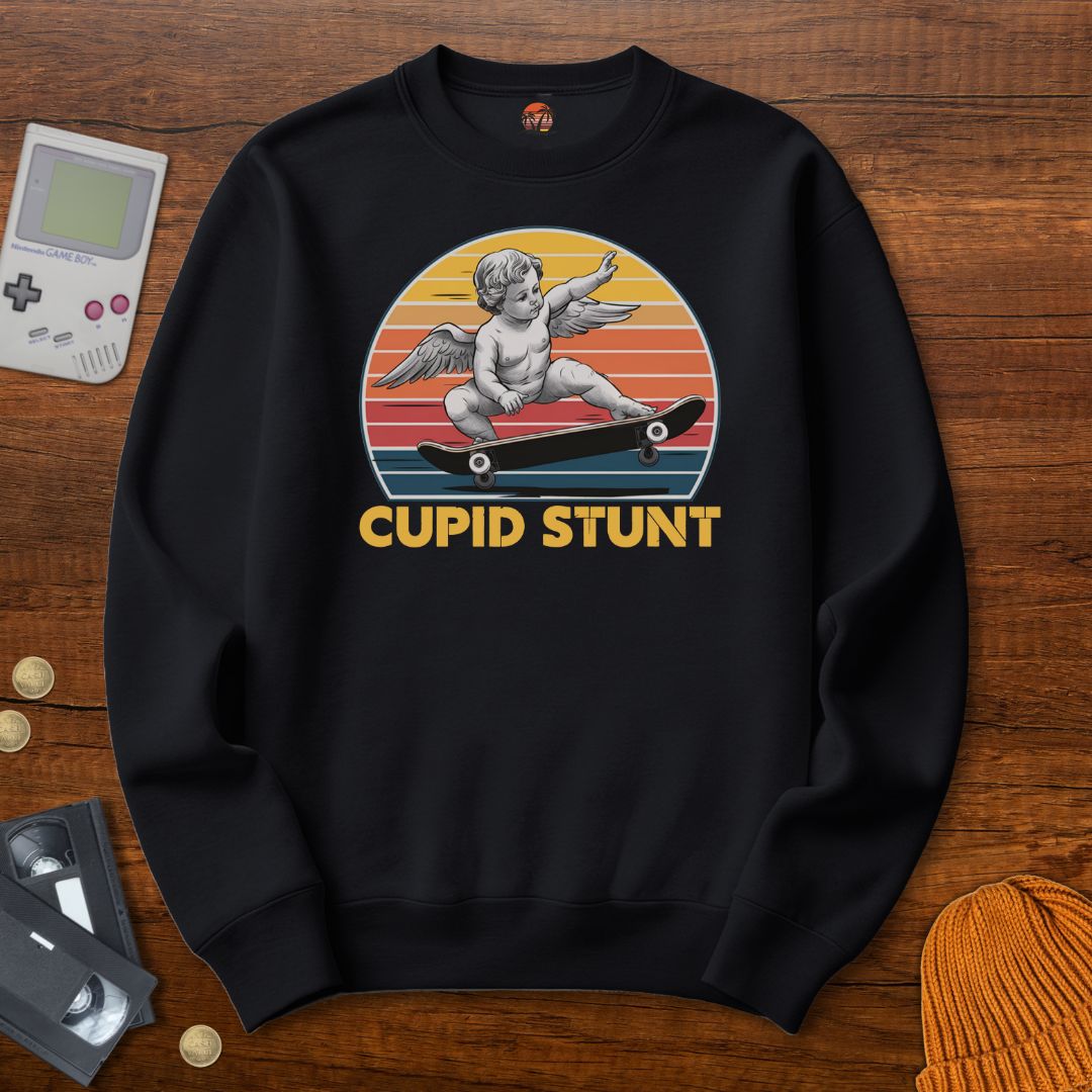 Printify Sweatshirt S / Black Cupid Stunt - Sweatshirt