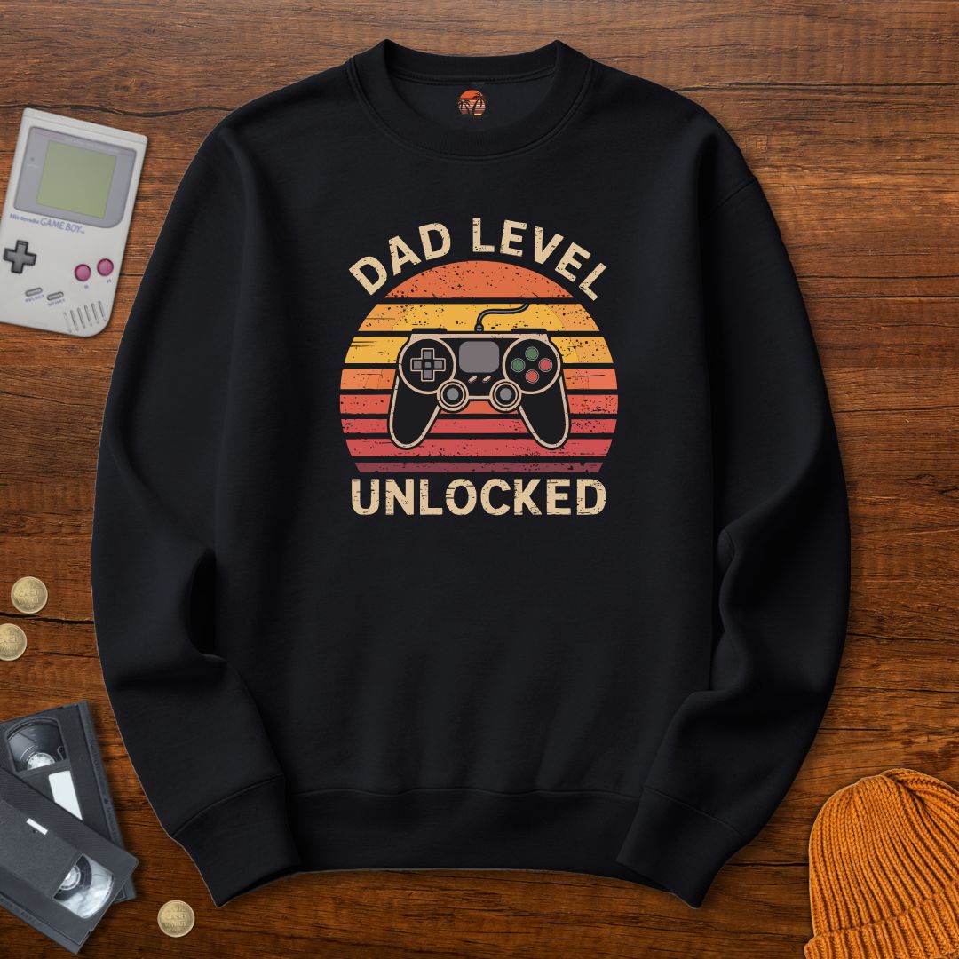 Printify Sweatshirt S / Black Dad level unlocked - Sweatshirt