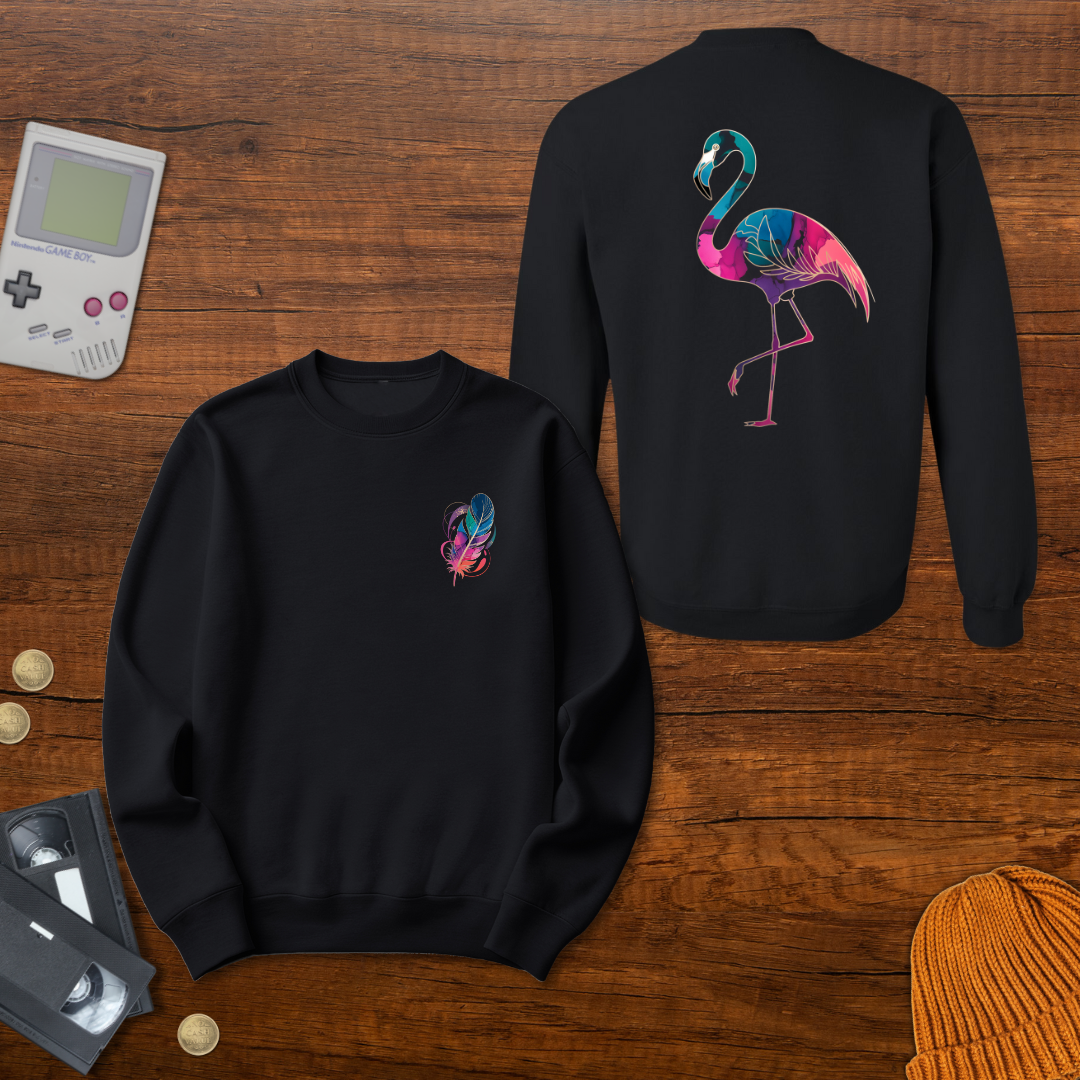 Printify Sweatshirt S / Black Gradient Flamingo - Sweatshirt