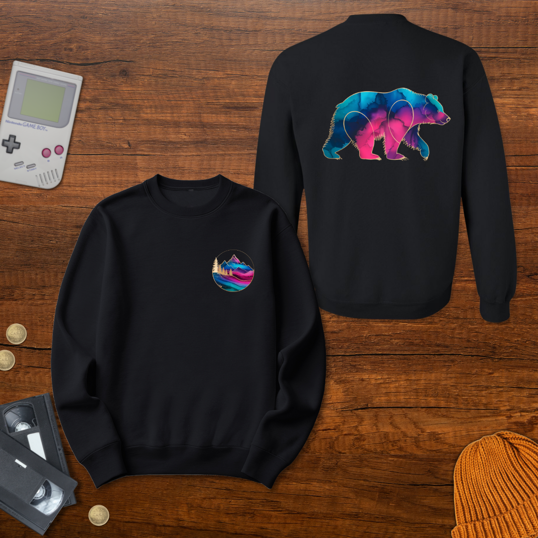 Printify Sweatshirt S / Black Gradient Grizzly - Sweatshirt