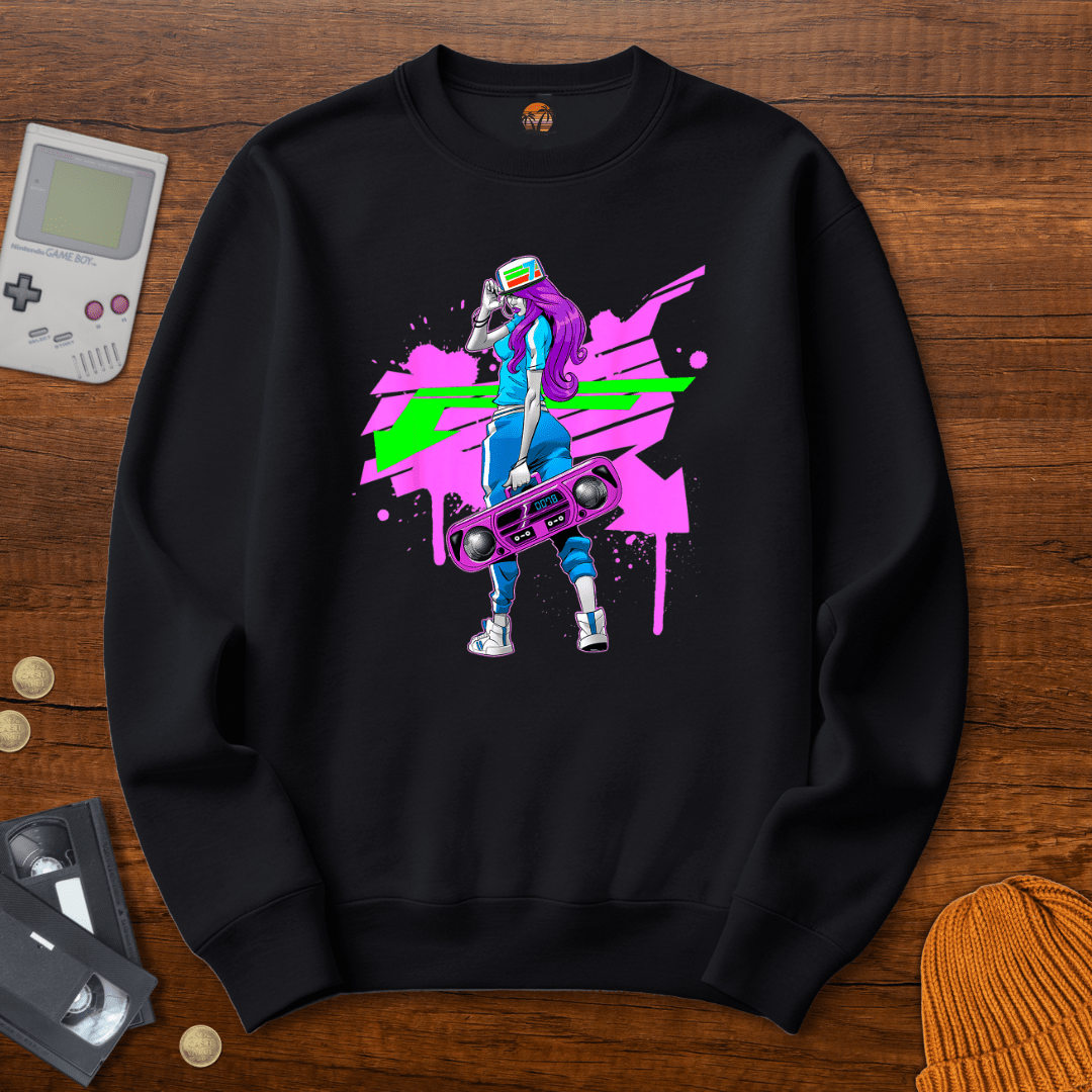 Printify Sweatshirt S / Black Graffit Girl - Sweatshirt