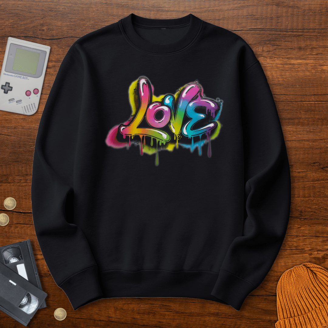 Printify Sweatshirt S / Black Graffiti Love - Sweatshirt