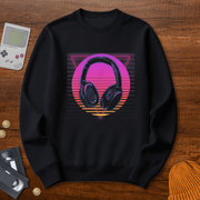 Printify Sweatshirt S / Black Headphones - Sweatshirt
