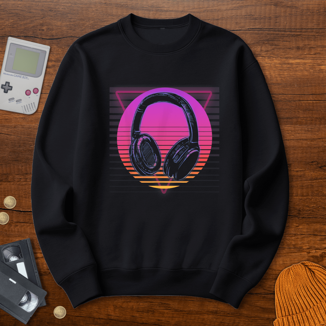 Printify Sweatshirt S / Black Headphones - Sweatshirt