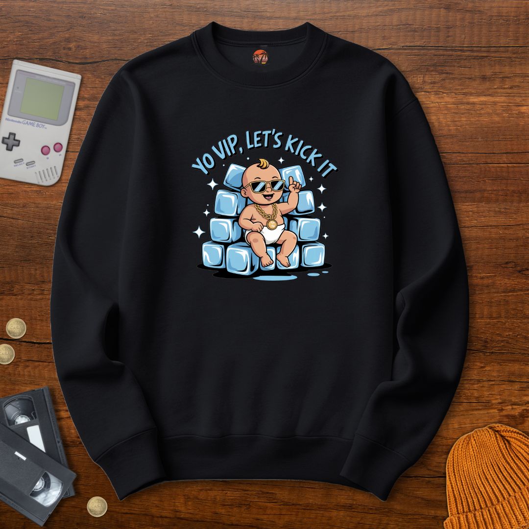 Printify Sweatshirt S / Black ice ice baby - Sweatshirt