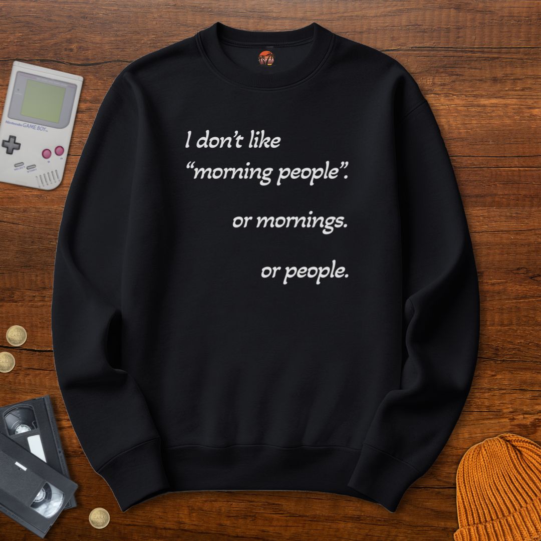 Printify Sweatshirt S / Black Morning People - Sweatshirt