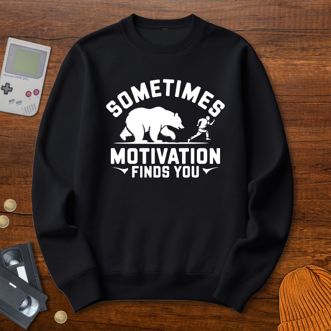 Printify Sweatshirt S / Black Motivation Finds You - Sweatshirt