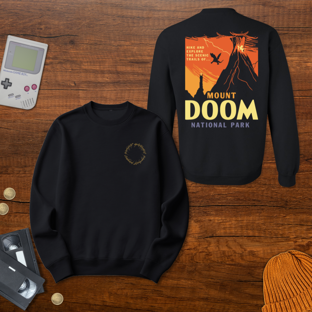 Printify Sweatshirt S / Black Mt Doom - Sweatshirt
