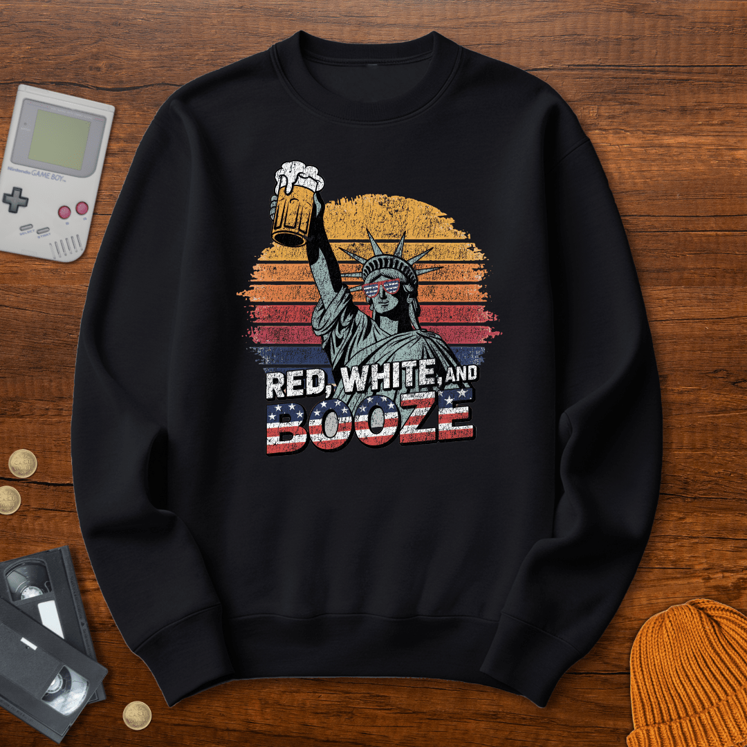 Printify Sweatshirt S / Black Red White Booze - Sweatshirt