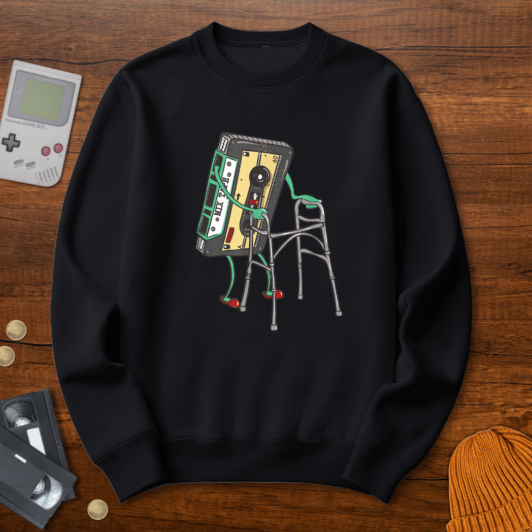 Printify Sweatshirt S / Black Retro Cassette- Sweatshirt