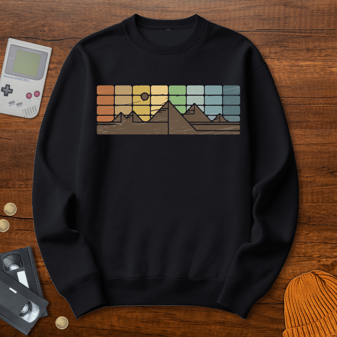 Printify Sweatshirt S / Black Retro Mountain Horizon - Sweatshirt