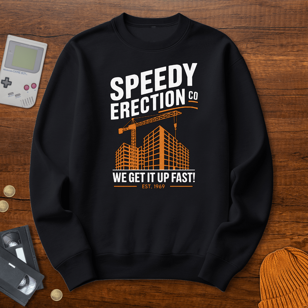 Printify Sweatshirt S / Black Speedy Erection - Sweatshirt