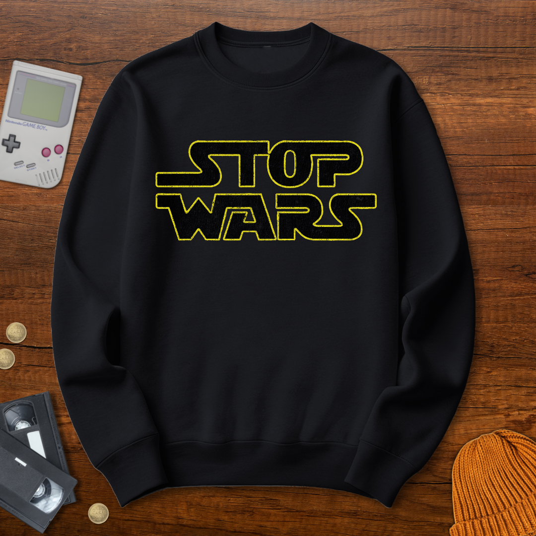 Printify Sweatshirt S / Black Stop Wars - Sweatshirt
