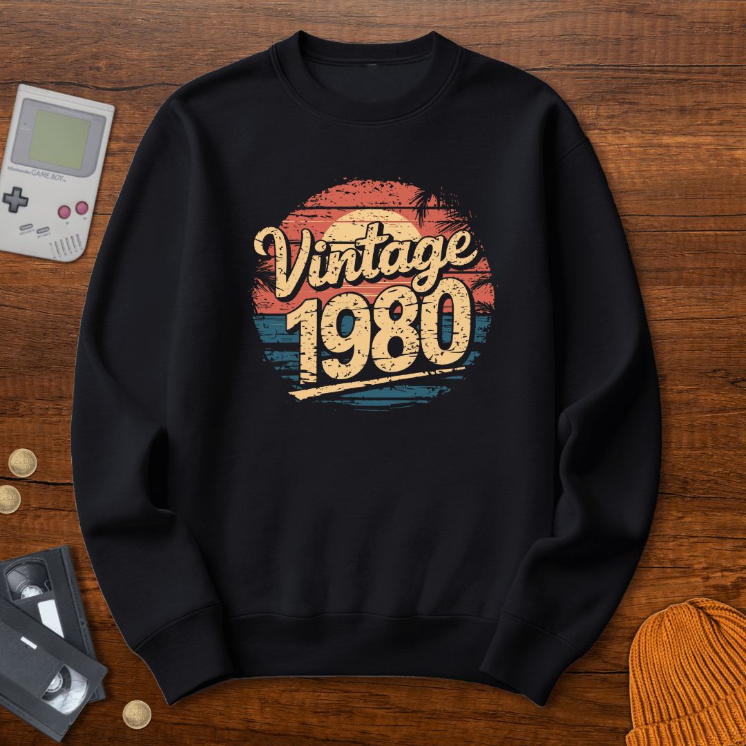 Printify Sweatshirt S / Black Vintage 80s - Sweatshirt