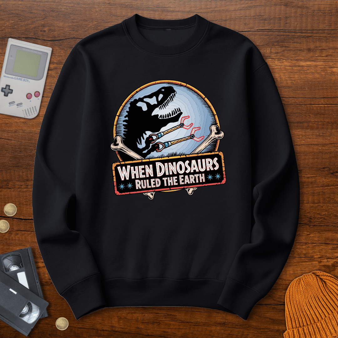 Printify Sweatshirt S / Black When Dinosaurs Ruled the Earth - Sweatshirt
