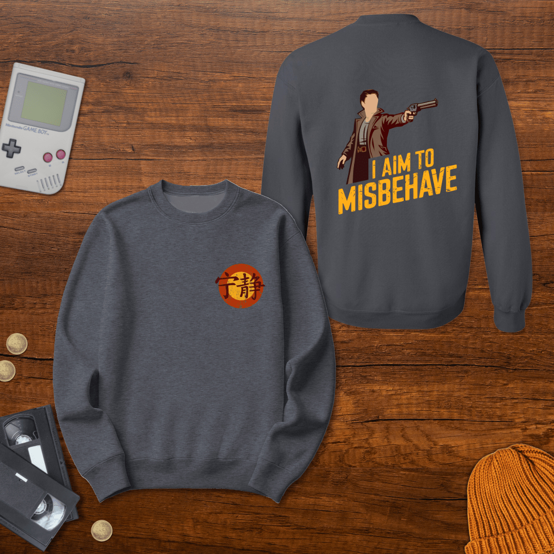 Printify Sweatshirt S / Graphite Heather Aim to Misbehave - Sweatshirt