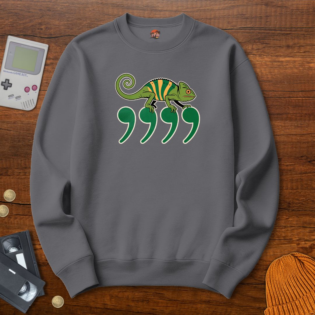 Printify Sweatshirt S / Graphite Heather Comma Chameleon - Sweatshirt