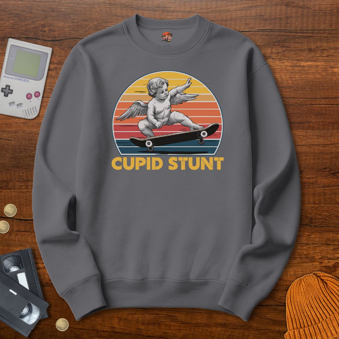 Printify Sweatshirt S / Graphite Heather Cupid Stunt - Sweatshirt
