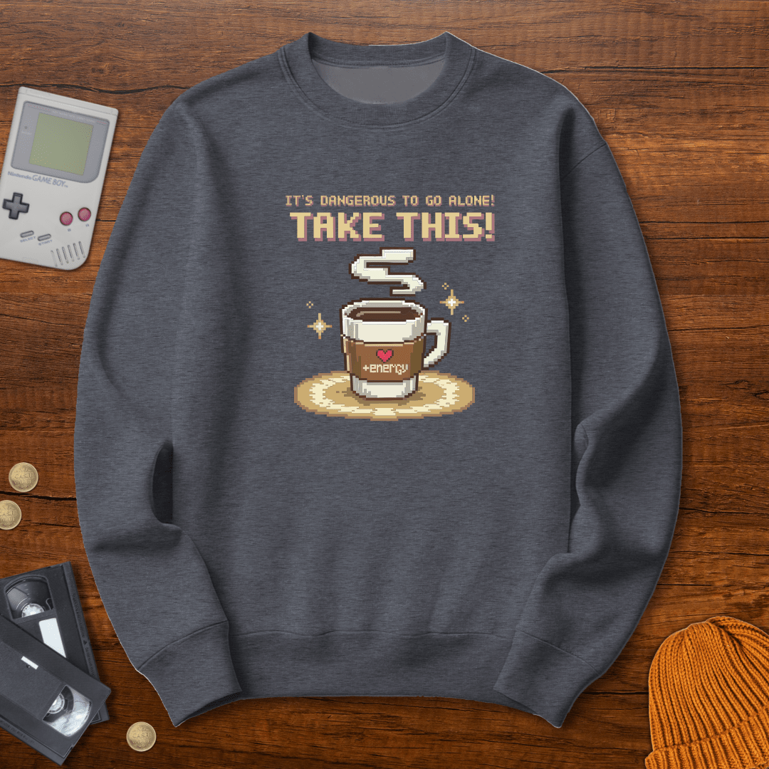 Printify Sweatshirt S / Graphite Heather Dangerous to go alone - Sweatshirt