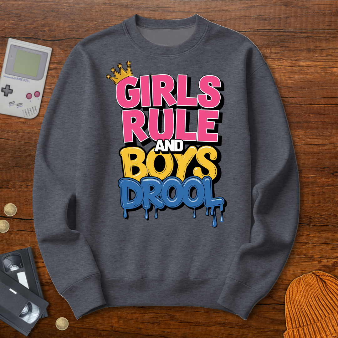 Printify Sweatshirt S / Graphite Heather Girls Rule - Sweatshirt