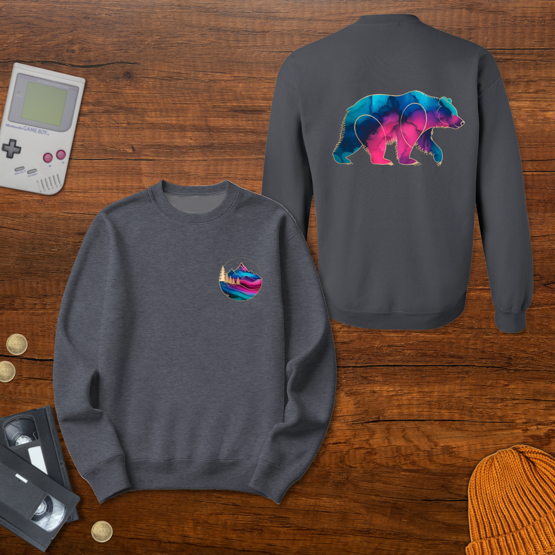 Printify Sweatshirt S / Graphite Heather Gradient Grizzly - Sweatshirt