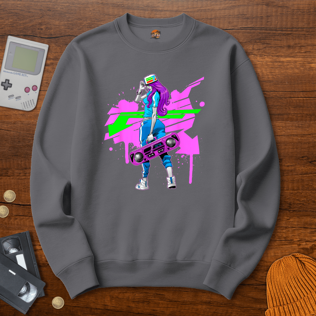 Printify Sweatshirt S / Graphite Heather Graffit Girl - Sweatshirt