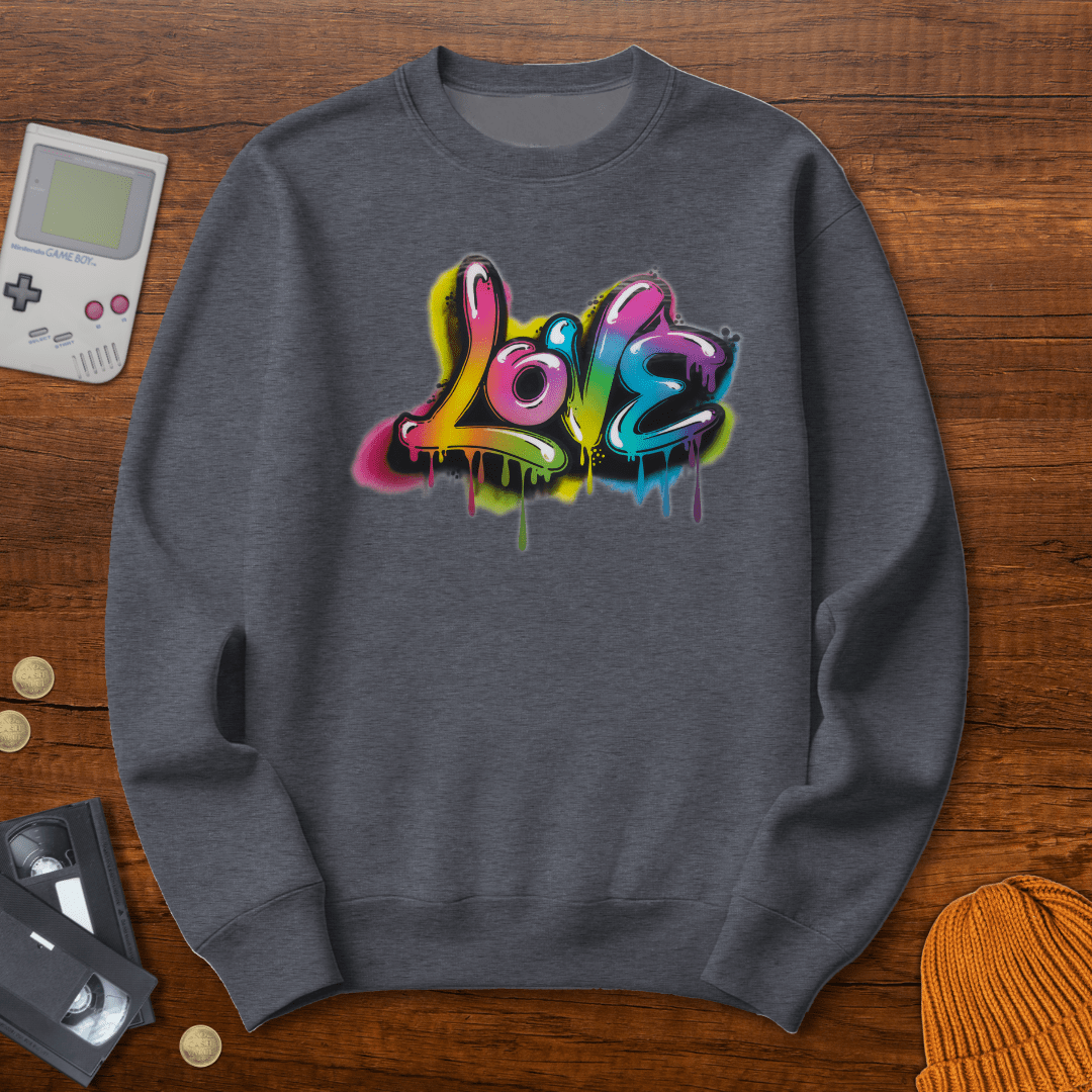 Printify Sweatshirt S / Graphite Heather Graffiti Love - Sweatshirt