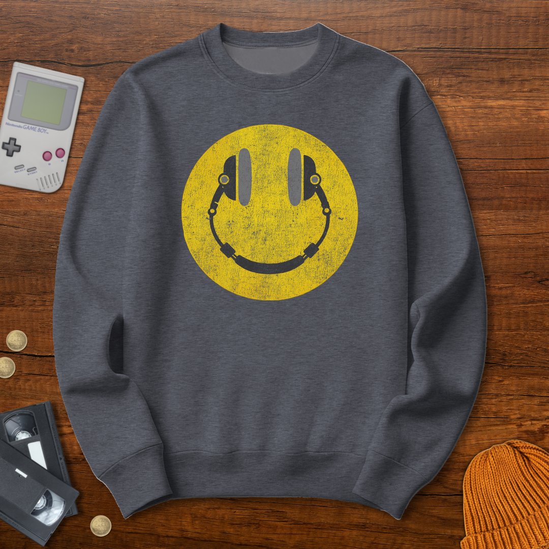 Printify Sweatshirt S / Graphite Heather Happy Face - Sweatshirt