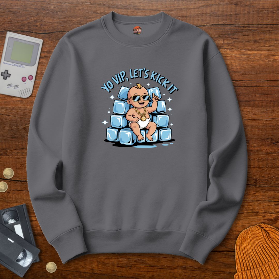 Printify Sweatshirt S / Graphite Heather ice ice baby - Sweatshirt