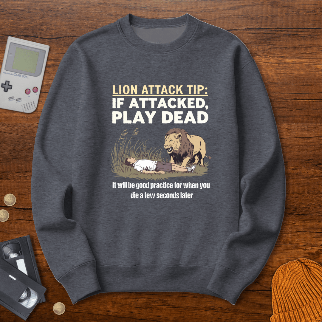 Printify Sweatshirt S / Graphite Heather Lion Attack - Sweatshirt