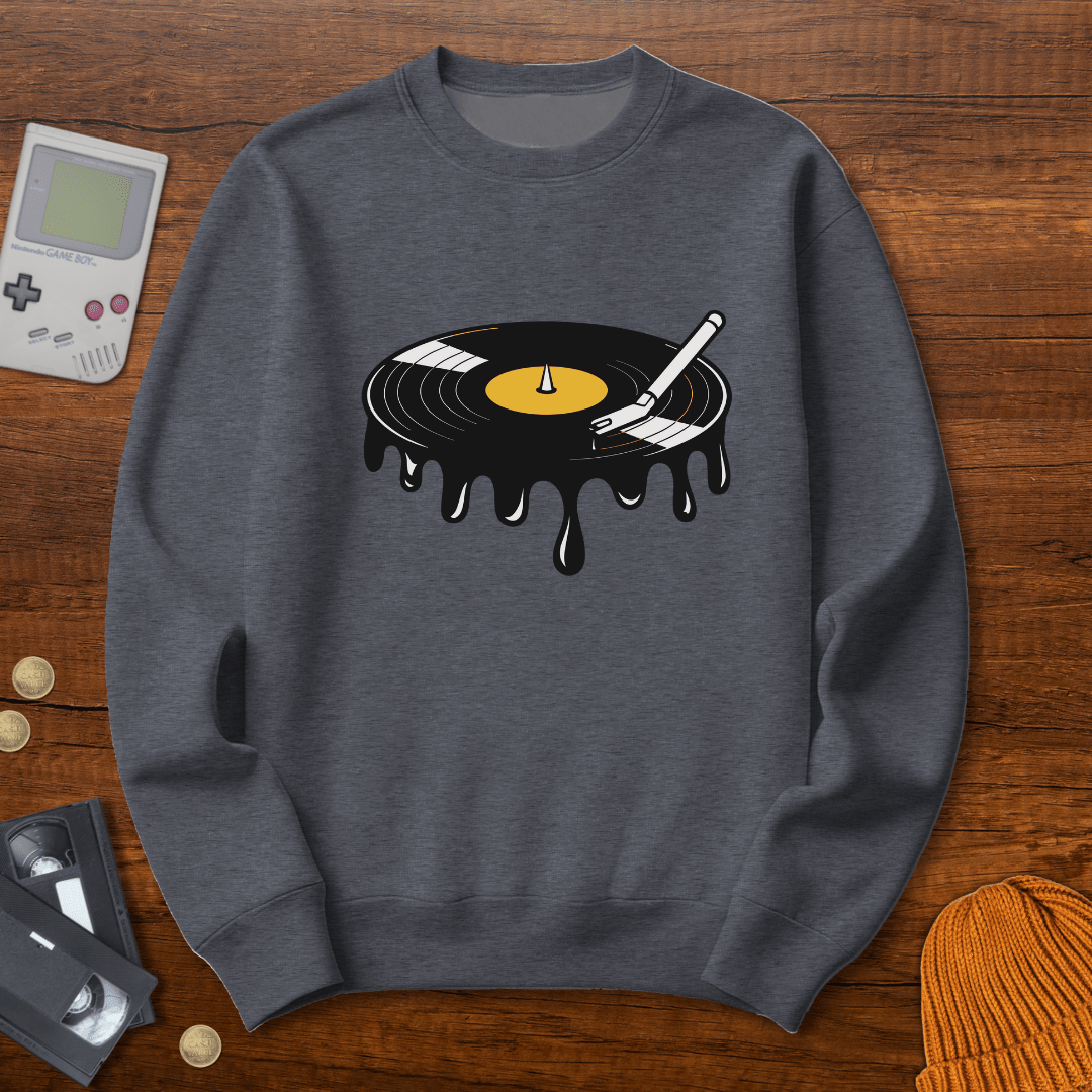 Printify Sweatshirt S / Graphite Heather Melted Record - Sweatshirt